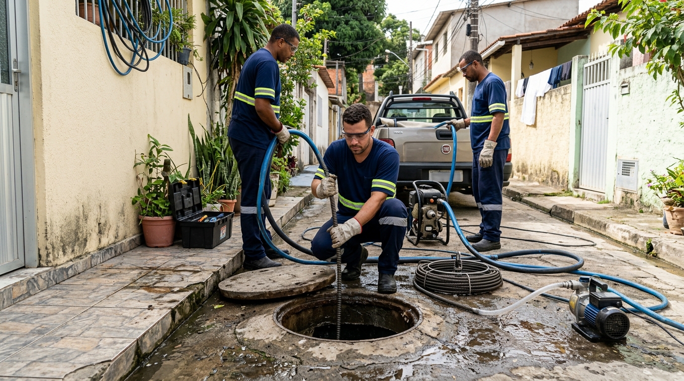Desentupimento de esgoto com hidrojateamento em Mogi das Cruzes-SP