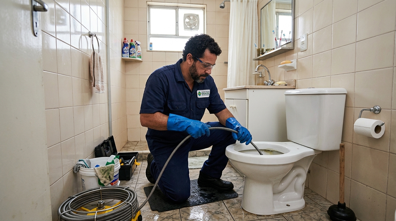 Desentupimento de vaso com equipamento em Mogi das Cruzes-SP