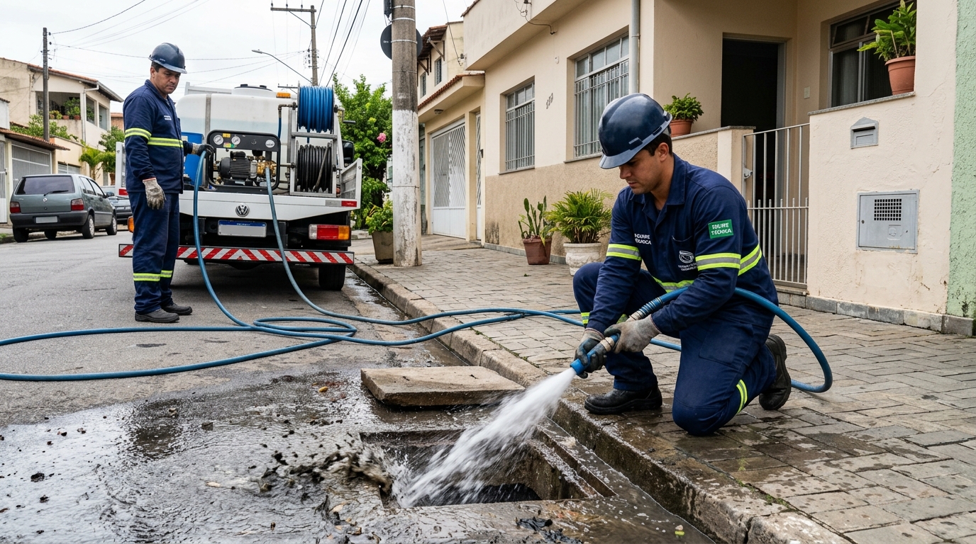 Hidrojateamento de redes hidráulicas em Mogi das Cruzes-SP