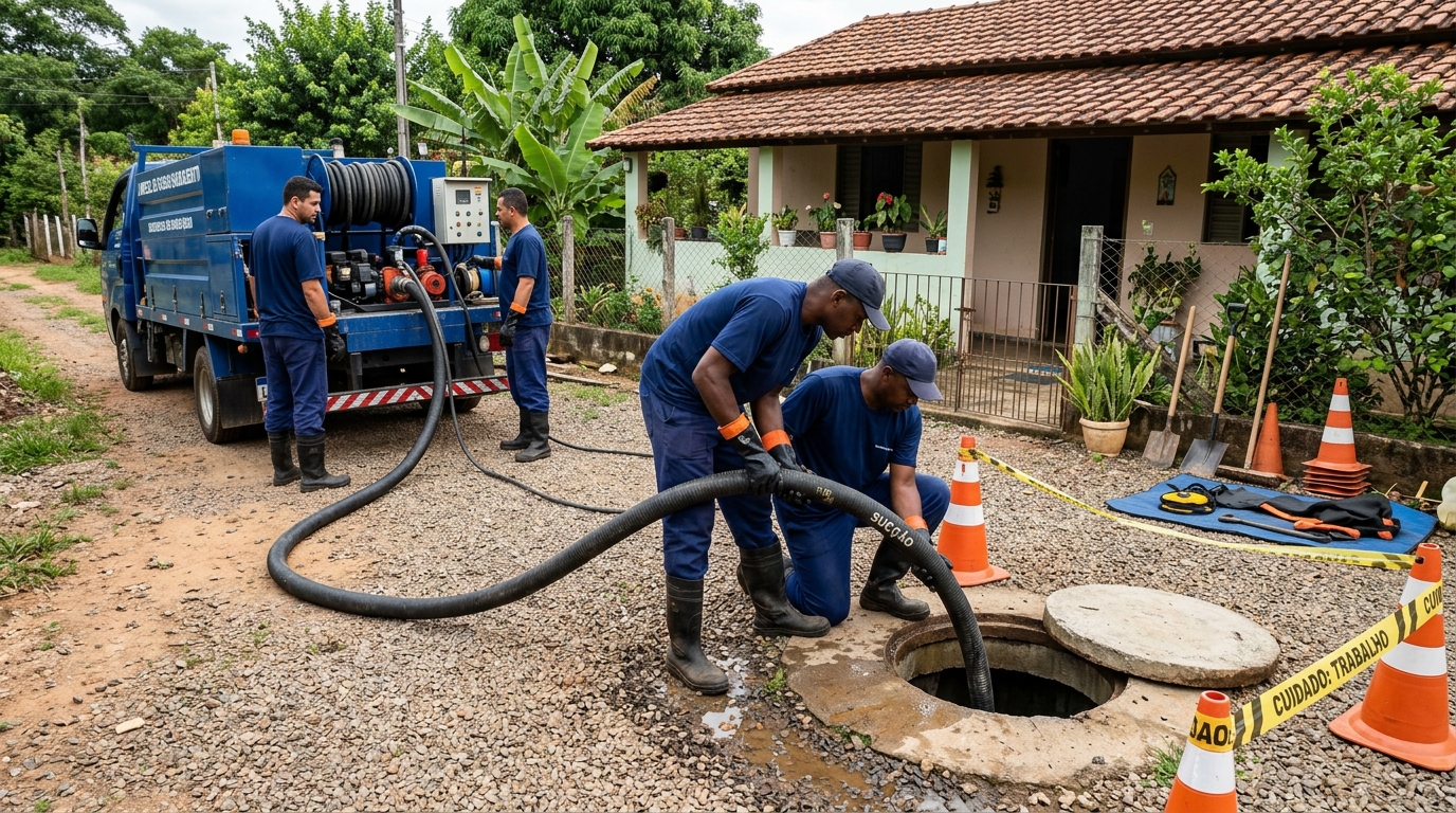Equipe de desentupimento de fossa em Mogi das Cruzes-SP