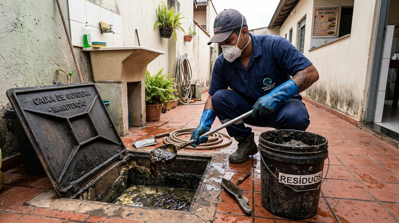 Remoção de lodo de caixa de gordura em Mogi das Cruzes-SP